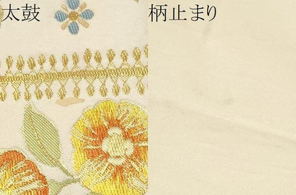平和屋着物●六通柄袋帯　花唐草文　金糸　正絹　逸品　CABM6262hy