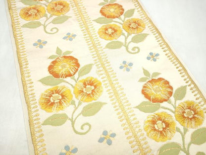 平和屋着物●六通柄袋帯　花唐草文　金糸　正絹　逸品　CABM6262hy