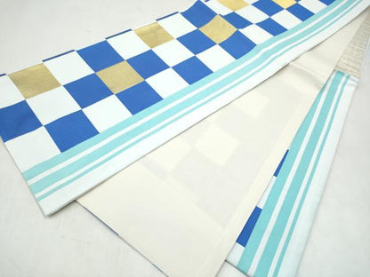 平和屋着物●西陣　京都イシハラ謹製　六通柄袋帯　市松文様　間道　逸品　未使用　CABM6263hy