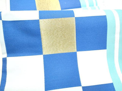 平和屋着物●西陣　京都イシハラ謹製　六通柄袋帯　市松文様　間道　逸品　未使用　CABM6263hy