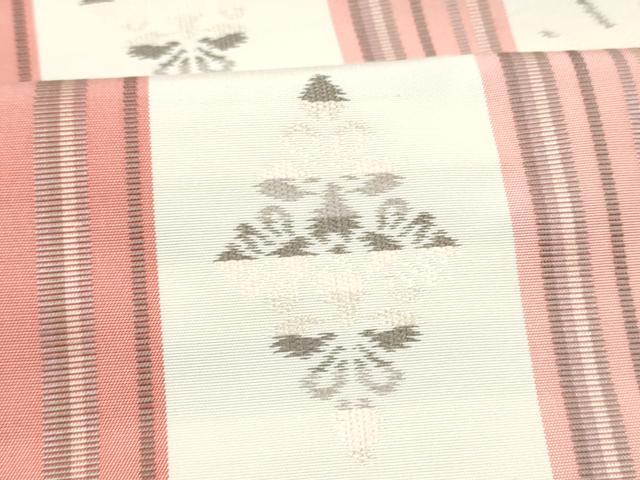 平和屋着物●本場筑前博多織　両面　六通柄　京袋帯　幾何学文様　献上　正絹　逸品　CABM6285hy