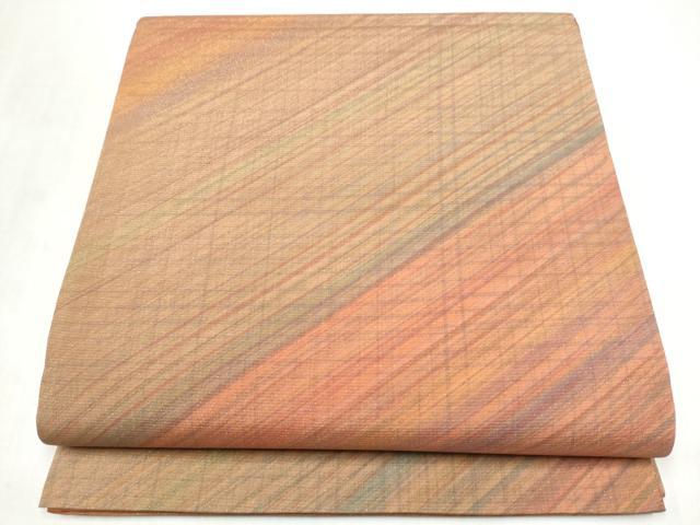 平和屋着物●染色家 岩浅公展　全通柄袋帯　斜線霞文　金通し地　正絹　逸品　CABM6289hy