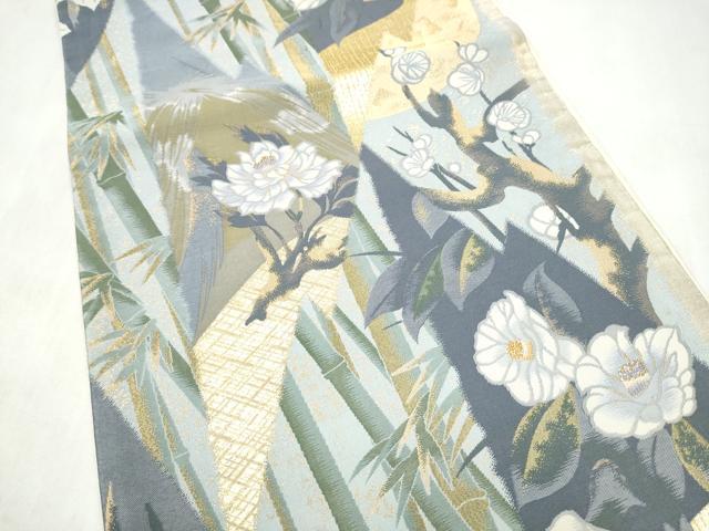 平和屋着物●六通柄袋帯　紹巴　草花文　金糸　正絹　逸品　CABM6328hy