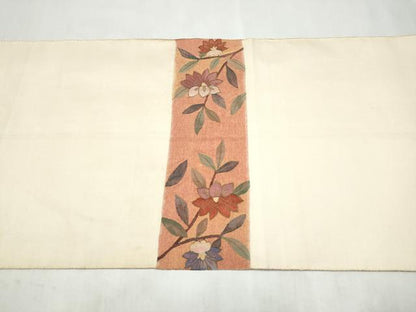 平和屋着物●太鼓柄袋帯　すくい織　休み鳥枝花文　金糸　正絹　逸品　CABM6339hy