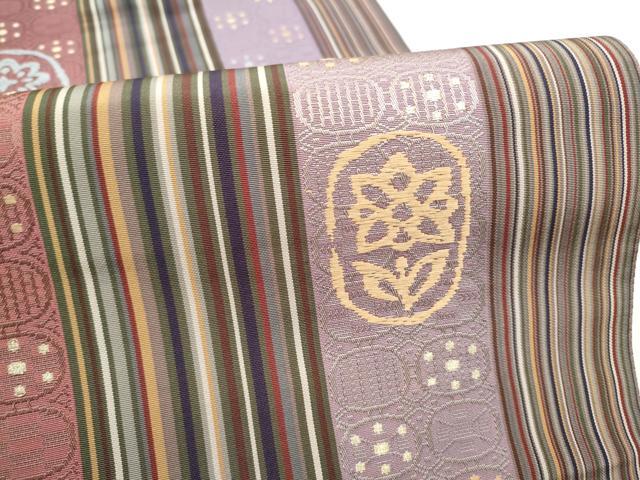 平和屋着物●本場筑前博多織　八寸名古屋帯　花間道　金糸　正絹　逸品　CABM6352hy