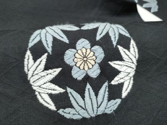 平和屋着物●九寸名古屋帯　唐織　五嶋紐　松竹梅丸文　黒地　正絹　逸品　CABM6371hy