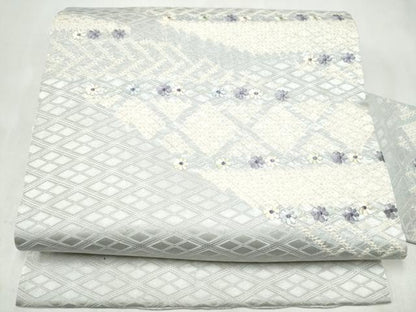 平和屋着物●九寸名古屋帯　絞り　刺繍　舞花文　正絹　逸品　CABM6378hy