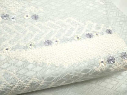 平和屋着物●九寸名古屋帯　絞り　刺繍　舞花文　正絹　逸品　CABM6378hy