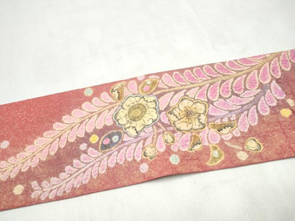 平和屋着物●九寸名古屋帯　作家物　辻が花　絞り　金通し地　正絹　逸品　CABM6392hy