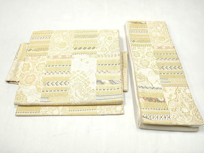 平和屋着物●つけ帯　飛鶴花文　金銀糸　正絹　逸品　CABM6396hy