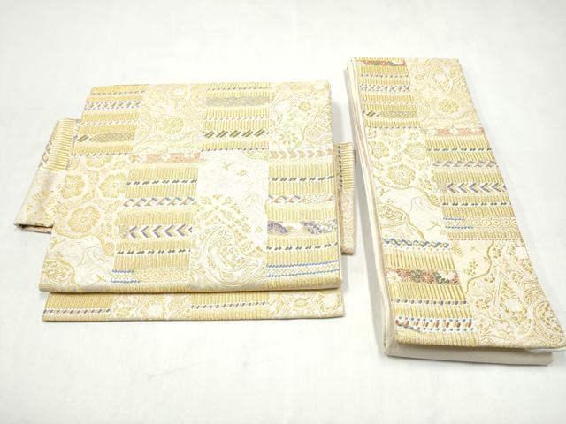 平和屋着物●つけ帯　飛鶴花文　金銀糸　正絹　逸品　CABM6396hy