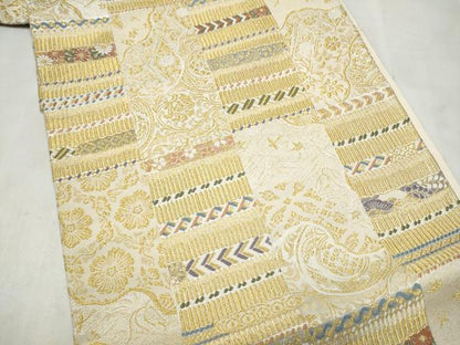 平和屋着物●つけ帯　飛鶴花文　金銀糸　正絹　逸品　CABM6396hy