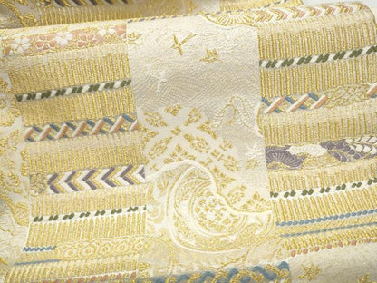 平和屋着物●つけ帯　飛鶴花文　金銀糸　正絹　逸品　CABM6396hy