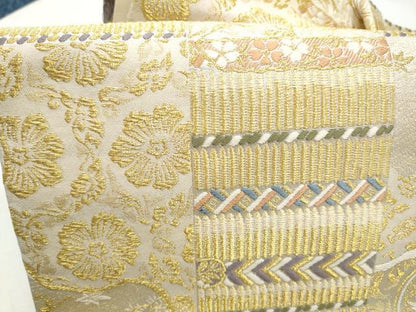 平和屋着物●つけ帯　飛鶴花文　金銀糸　正絹　逸品　CABM6396hy