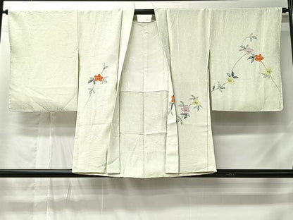 平和屋着物＃羽織　手描き　草花文　正絹　逸品　CABM6415ua