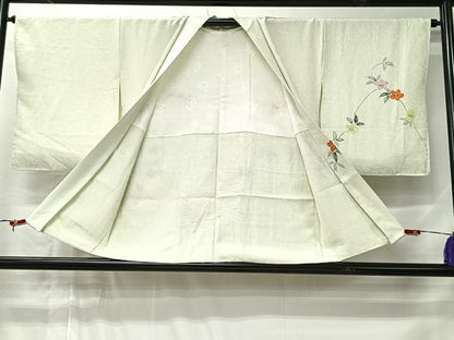 平和屋着物＃羽織　手描き　草花文　正絹　逸品　CABM6415ua