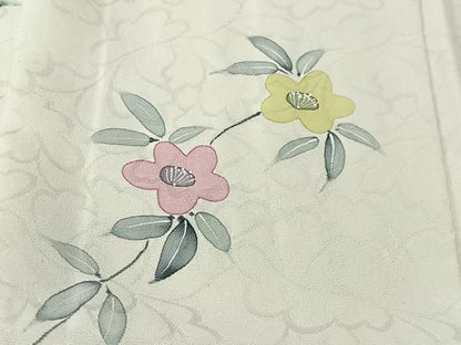 平和屋着物＃羽織　手描き　草花文　正絹　逸品　CABM6415ua