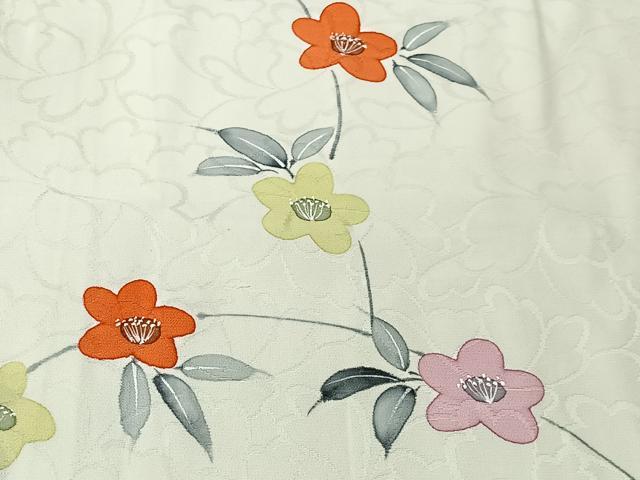 平和屋着物＃羽織　手描き　草花文　正絹　逸品　CABM6415ua