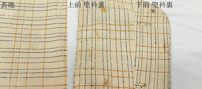 平和屋着物＃和装コート　紬地　格子　正絹　逸品　CABM6419ua