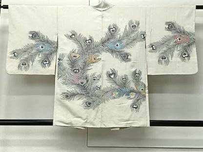 平和屋着物＃羽織　寿光織　孔雀羽文　金銀糸　正絹　逸品　CABM6421ua