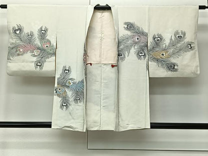 平和屋着物＃羽織　寿光織　孔雀羽文　金銀糸　正絹　逸品　CABM6421ua
