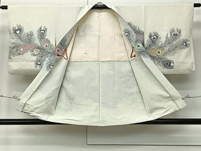 平和屋着物＃羽織　寿光織　孔雀羽文　金銀糸　正絹　逸品　CABM6421ua