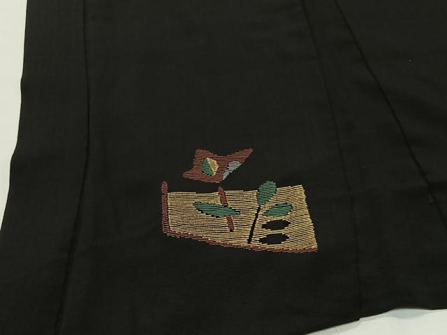 平和屋着物＃羽織　幾何学花文　黒地　金銀彩　正絹　逸品　CABM6424ua