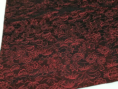 平和屋着物＃道行コート　輪奈ビロード　草花文　ロング丈　ほていや扱い　正絹　逸品　CABM6431ua