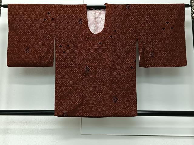 平和屋着物＃道行コート　輪奈ビロード　更紗草花文　正絹　逸品　CABM6432ua