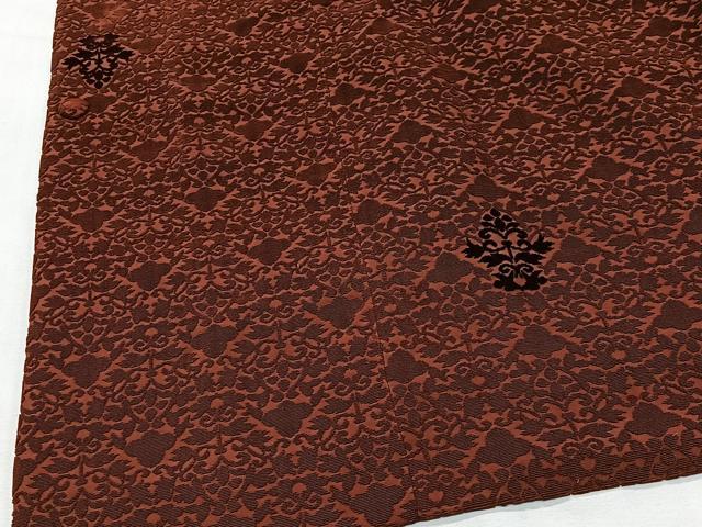 平和屋着物＃道行コート　輪奈ビロード　更紗草花文　正絹　逸品　CABM6432ua
