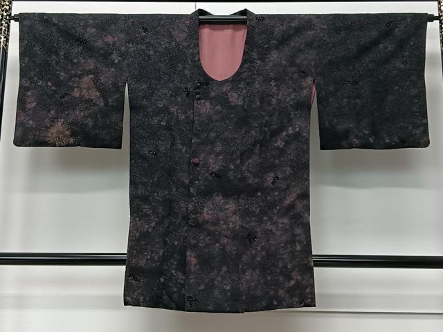 平和屋着物＃道行コート　輪奈ビロード　花唐草文　暈し染め　ロング丈　正絹　逸品　CABM6434ua