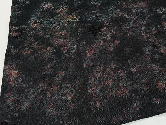 平和屋着物＃道行コート　輪奈ビロード　花唐草文　暈し染め　ロング丈　正絹　逸品　CABM6434ua