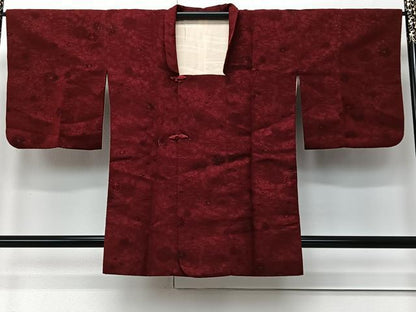 平和屋着物＃道行コート　輪奈ビロード　流水草花文　正絹　逸品　CABM6436ua