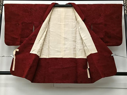 平和屋着物＃道行コート　輪奈ビロード　流水草花文　正絹　逸品　CABM6436ua