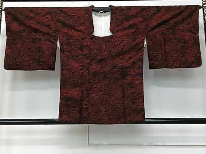 平和屋着物＃道行コート　輪奈ビロード　立波草花文　正絹　逸品　CABM6437ua