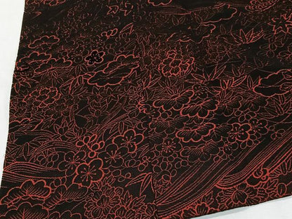 平和屋着物＃道行コート　輪奈ビロード　立波草花文　正絹　逸品　CABM6437ua