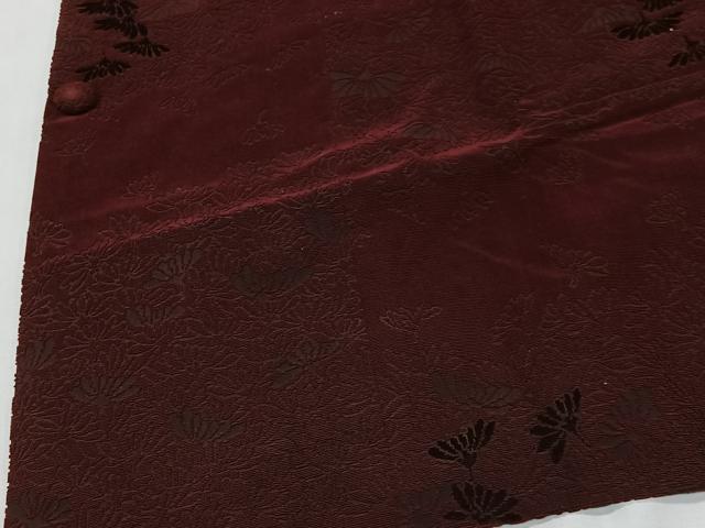 平和屋着物＃道行コート　輪奈ビロード　花尽くし　正絹　逸品　CABM6438ua