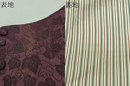 平和屋着物＃道行コート　輪奈ビロード　蔦の葉文　ロング丈　正絹　逸品　CABM6440ua