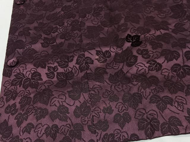平和屋着物＃道行コート　輪奈ビロード　蔦の葉文　ロング丈　正絹　逸品　CABM6440ua