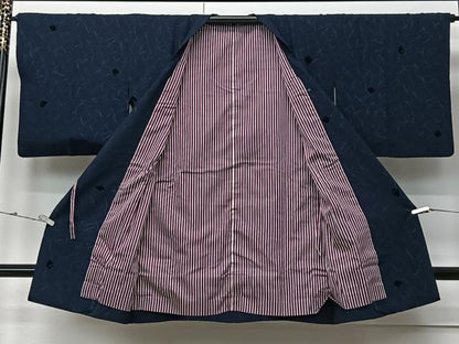 平和屋着物＃道行コート　輪奈ビロード　抽象文様　ロング丈　正絹　逸品　CABM6441ua