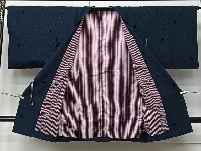平和屋着物＃道行コート　輪奈ビロード　抽象文様　ロング丈　正絹　逸品　CABM6441ua