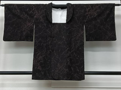 平和屋着物＃道行コート　輪奈ビロード　干割れ文　正絹　逸品　CABM6442ua