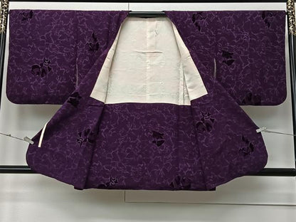 平和屋着物＃道行コート　輪奈ビロード　抽象文様　ショール付き　正絹　逸品　CABM6443ua