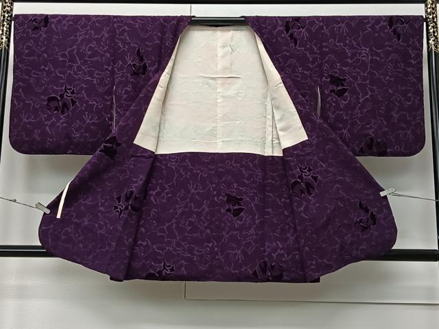 平和屋着物＃道行コート　輪奈ビロード　抽象文様　ショール付き　正絹　逸品　CABM6443ua