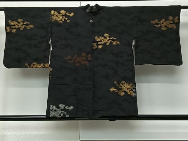 平和屋着物＃羽織　寿光織　霞文　黒地　金銀糸　正絹　逸品　CABM6446ua