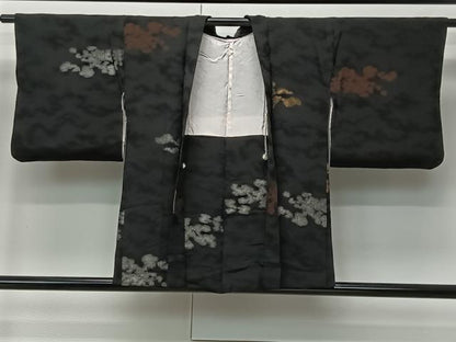 平和屋着物＃羽織　寿光織　霞文　黒地　金銀糸　正絹　逸品　CABM6446ua