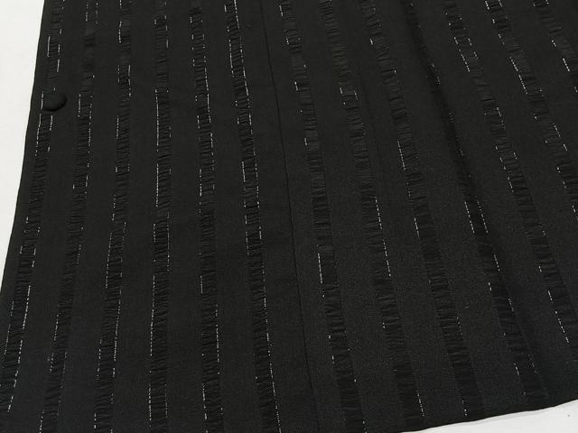 平和屋着物＃道行コート　間道　黒地　銀糸　正絹　逸品　CABM6448ua