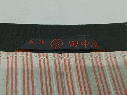 平和屋着物＃道行コート　間道　黒地　銀糸　正絹　逸品　CABM6448ua