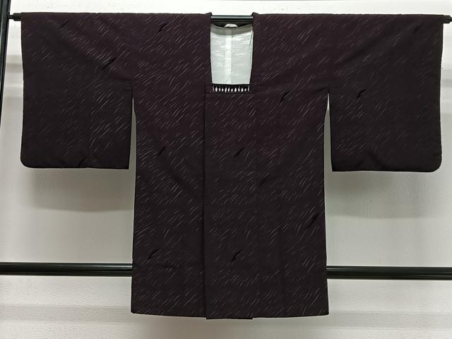 平和屋着物＃道行コート　輪奈ビロード　斜線文　ロング丈　高島屋扱い　正絹　逸品　CABM6449ua