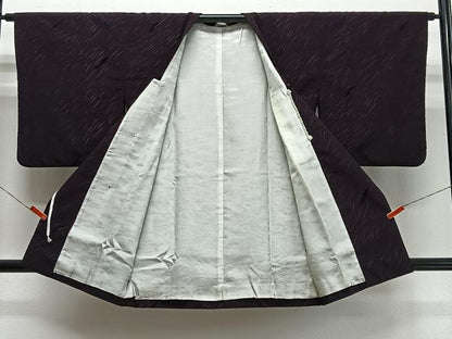 平和屋着物＃道行コート　輪奈ビロード　斜線文　ロング丈　高島屋扱い　正絹　逸品　CABM6449ua